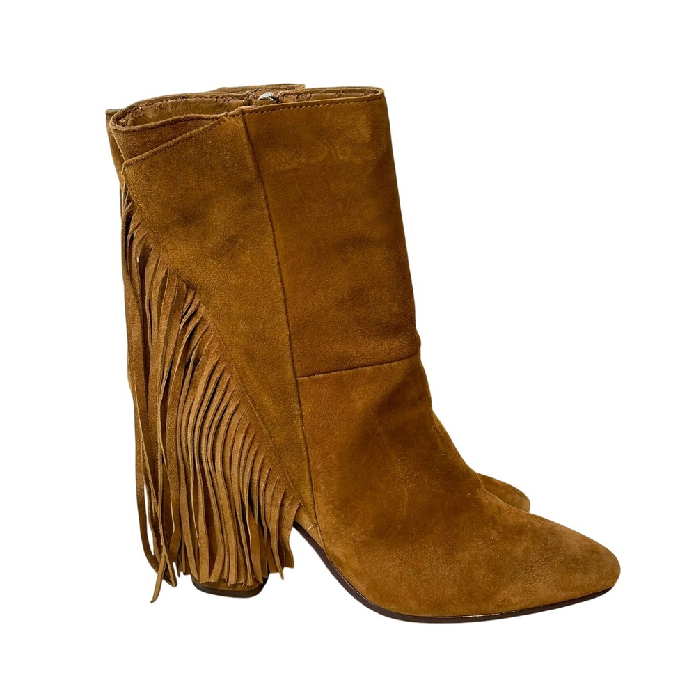 Dolce Vita Fringe Ankle Boots Women 9 Brown Suede Western
